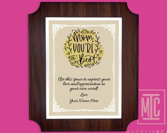 Best Mom Plaque, Plaque for Mom, Custom Award, Mother's Day gift, Wooden Award, Gift for Mom, Best Mom Award, Custom Plaque, Best Mom Ever