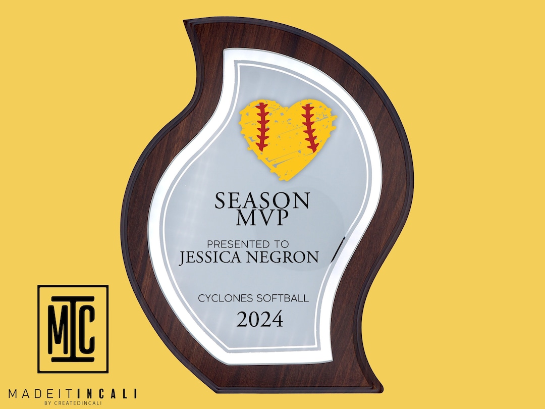 Custom Sports Plaque Season MVP Award Softball Plaque Etsy