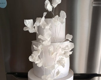 Wafer Paper Modern Branch Design -  Wedding Cake Flowers - Rustic & Elegant Yellow Theme Wedding