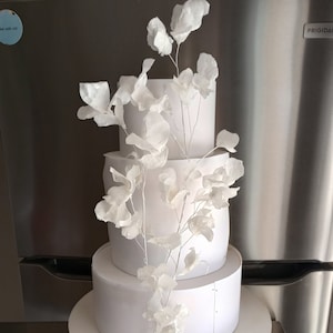 Wafer Paper Modern Branch Design - Fiori per torta nuziale - Decorazioni per torta nuziale a tema rustico ed elegante