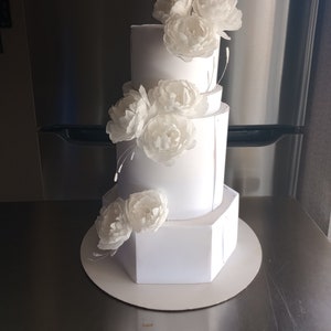 Peonie di carta ostia - Fiori per torta nuziale - Fiori di carta ostia rustici ed eleganti, decorazioni per matrimoni