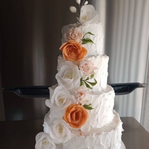 Rustic Wedding Cake Topper Personalized 14 PC Wafer Paper Flowers Wedding  Burnt Orange Wedding Autum Wedding Cake Toppers Wedding