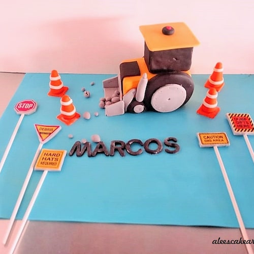 Shops Fondant Backhoe Construction Cake Toppers