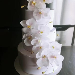 12 orchidee di carta da ostia! - Fiori per torta nuziale - Decorazioni per torta a tema matrimonio rustico elegante moderno fienile paese tropicale romantico glamour