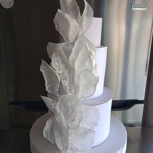 Modern Wafer Paper Decoration Wafer Paper Sails Wafer Paper -  Wedding Cake Elegant Shimmer Pearl Shine with Pearls Attached