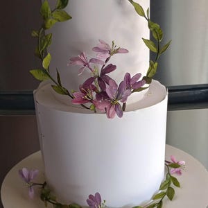 12 Wafer Paper Honeysuckle + Greenery! -  Wedding Cake Flowers - Rustic & Elegant Purple Lavender to e - Wafer Paper Flowers