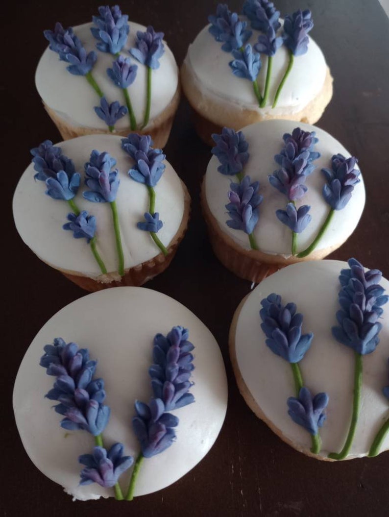 Lavender Cake Clusters Cupcake Toppers Boho Wedding Rustic Etsy