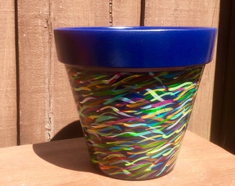 Hand Painted Terracotta Planter Pot with Drainage