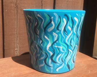 Hand Painted Terracotta Planter Pot, Modern Pottery with Drainage
