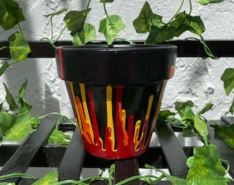 Hand Painted Terracotta Planter Pot with Drainage
