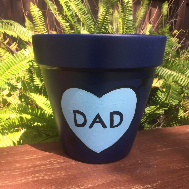 Father's Day Terracotta Planter Pot, Planter with Drainage, Painted Terracotta Pot, Hand Painted Pot, Clay Pot, Ceramic Planter Pot image 2