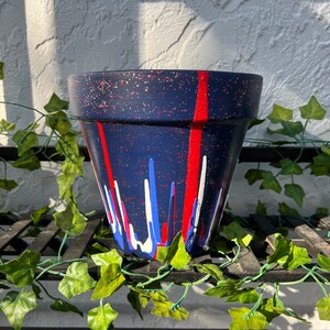 Freedom - Terracotta Planter Pot, Planter with Drainage, Painted Terracotta Pot, Hand Painted Pot, Clay Pot, Ceramic Planter Pot