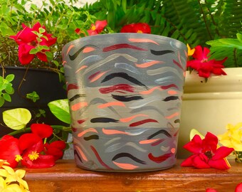 Cavern - Terracotta Planter Pot, Planter with Drainage, Painted Terracotta Pot, Hand Painted Pot, Clay Pot, Ceramic Planter Pot