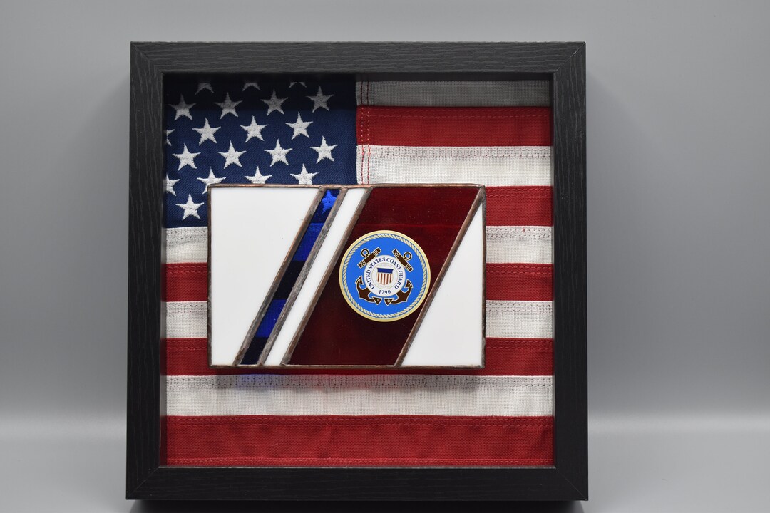 US Coast Guard Logo Stain Glass in Custom Shadow Box - Etsy