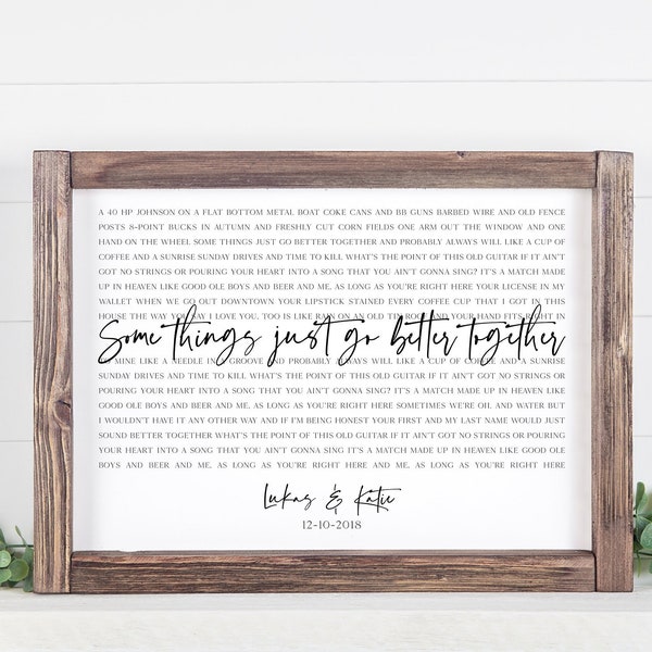 Song Lyrics Wall Art, Custom Song Lyric Print, Wedding Song Lyrics Print, 1st Anniversary Gift for Wife, Christmas Gift for Husband