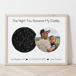 Custom Star Map by Date, Father's Day Gift from Kids, Personalized Gift for Dad, The Night You Became My Daddy, Christmas Gift for Dad