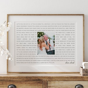 Custom Song Lyrics Wall Art, Father of the bride gift, Father's Day Gift from daughter, First Dance Lyrics, Wedding Gift for Dad