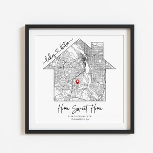 Our First Home Map Print, New Home Gift, Housewarming Gift for Couple, First Home Gift Idea, Realtor Closing Gift, Moving Away Gift