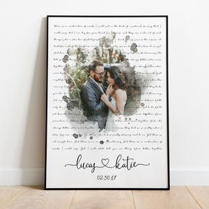Song Lyrics Wall Art with photo. Makes a perfect anniversary gift.