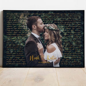 Wedding Song Lyrics with Photo, First Dance Art Print, Wedding Anniversary Gift for Him, Wedding Gift for Couple, Valentine&#39;s Day Gift