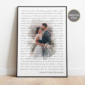 Valentine&#39;s Day Gift, Song Lyrics Wall Art, First Dance Lyrics Art, 1st Year Anniversary Gift for Wife, Personalized Wedding Gift