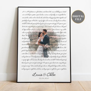 Wedding Song Lyrics, Song Lyrics Print, First Dance Song Gift, Anniversary Gift for Him, Christmas Gift Idea for Wife