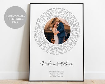 Wedding Song Lyrics Art, First Dance Lyrics, Custom Song Lyrics Print, Personalized Wedding Gift for Couple, Christmas Gift for Husband