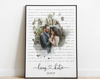 Wedding Song Lyrics with Photo, First Dance Lyrics, 1st Anniversary Gift for Husband, Wedding Gift Idea, Valentines Day Gift for Him