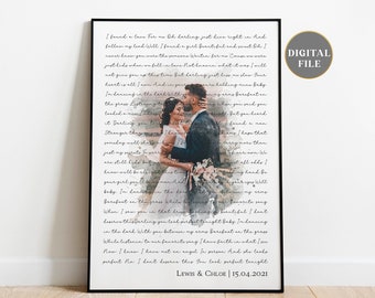 Song Lyrics Wall Art, First Dance Lyrics, 1st Year Anniversary Gift for Wife, Personalized Wedding Gift, Christmas Present for Him