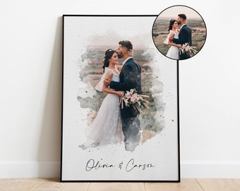 Custom Portrait from Photo, Wedding Portrait from Photo, Wedding Photo Gift for Couple, Christmas Gift for Husband