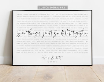 Custom Song Lyrics Wall Art, First Dance Art Print, 1st Anniversary Gift for Husband, Personalized Wedding Gift Idea, Valentine's Day Gift
