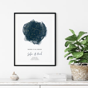 Custom Star Map by Date, The Day You Were Born, Night Sky Print, Night We Met, Personalized Wedding Gift Idea, Valentine's Day Gift for Him image 5