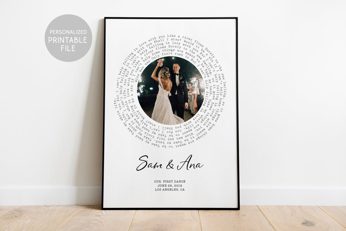 Wedding Song Lyrics Wall Art 1 Year Anniversary Gift For Him Etsy Wedding Song Lyrics Wall Art 1 Year Anniversary Gift For Him Etsy
