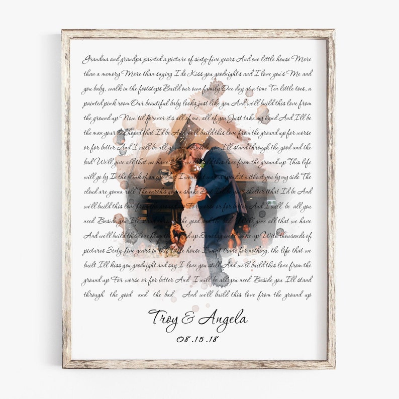 Song Lyrics Wall Art First Dance Lyrics Art 1st Anniversary Etsy