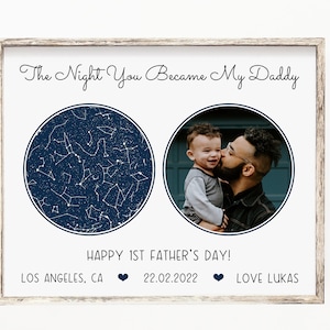 Poster personalizzato con mappa stellare, regalo per la festa del papà da parte dei bambini, regalo personalizzato per papà, la notte in cui sei diventato mio padre, regalo personalizzato per la festa del papà
