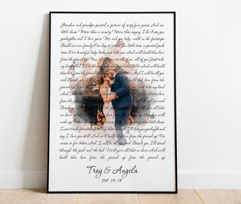 Song Lyrics Wall Art First Dance Lyrics Art 1st Anniversary Etsy