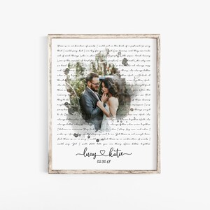 Wedding Song Lyrics with Photo, First Dance Lyrics, 1st Anniversary Gift for Husband, Personalized Wedding Gift Idea image 2