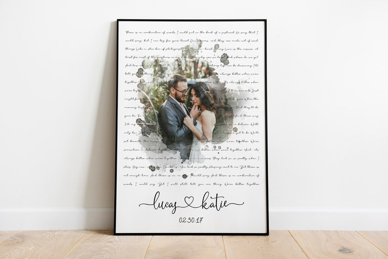 Song Lyrics Wall Art with photo. Makes a perfect anniversary gift.