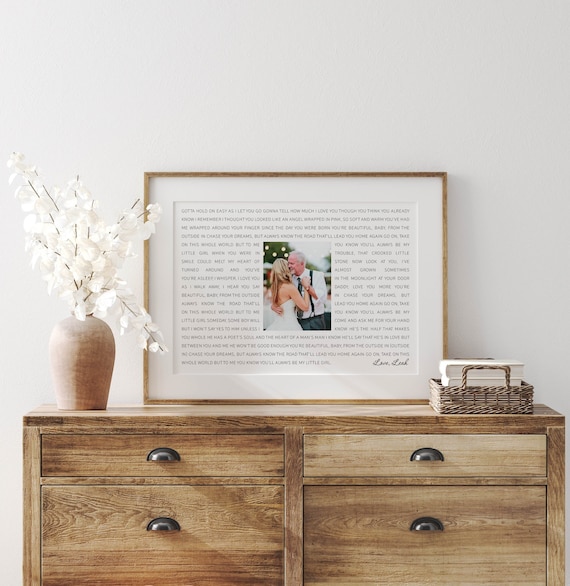 Custom Song Lyrics Wall Art, Father of the bride gift, Father's Day Gift from daughter, First Dance Lyrics, Wedding Gift for Dad