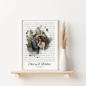 Wedding Song Lyrics with Photo, First Dance Lyrics, 1st Anniversary Gift for Husband, Personalized Wedding Gift Idea image 3