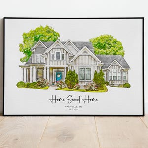 Custom Watercolor House Portrait: First Home Gift (Digital Download)