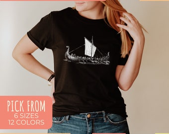 Viking Shirt - Graphic Tee Gift For Vikings, Cruise, Odin, Valhalla & Norse Mythology - Norwegian Viking Ship Unisex Shirt
