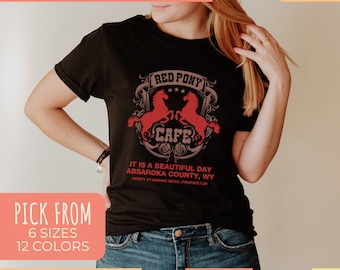 Red Pony Café T-Shirt | Absaroka County Gift for Restaurant Soiree + Henry Standing Bear Fan | Unisex Tee, Tank Top, Hoodie, Mug