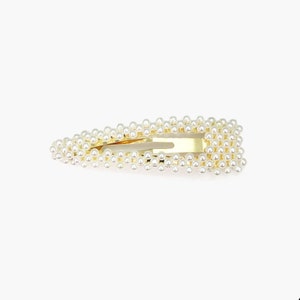 Faux Pearl Hair Clip Barrette Beaded Gold Color Metal Snap Hair Clip On Bridal Beach Life Baby Shower image 3