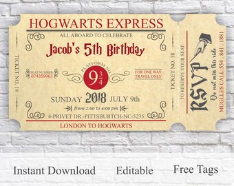 Harry Potter Invitation Etsy