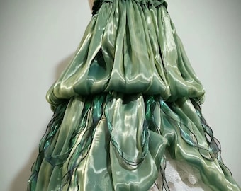 Jellyfish Jade Green Dress Skirt Dual use Halloween Short Front/Long Back Version