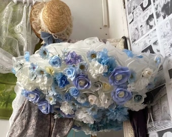Adeline by The Water Blue Floral Hoopskirt Skirt Handmade Custom Personalize
