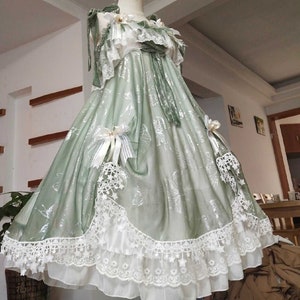 Stardust Green Dress Butterfly white OP Handmade Custom