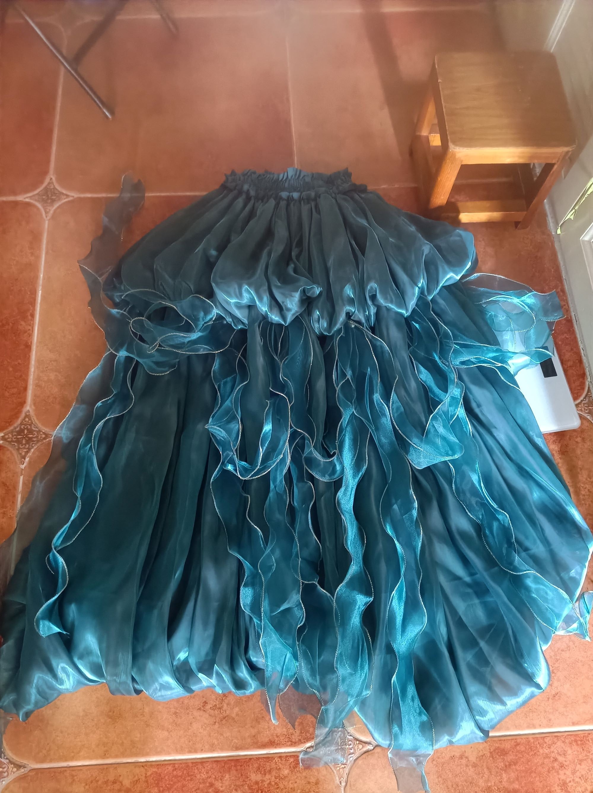 Jellyfish Blue Green Dress Skirt Dual Use Halloween Skirt