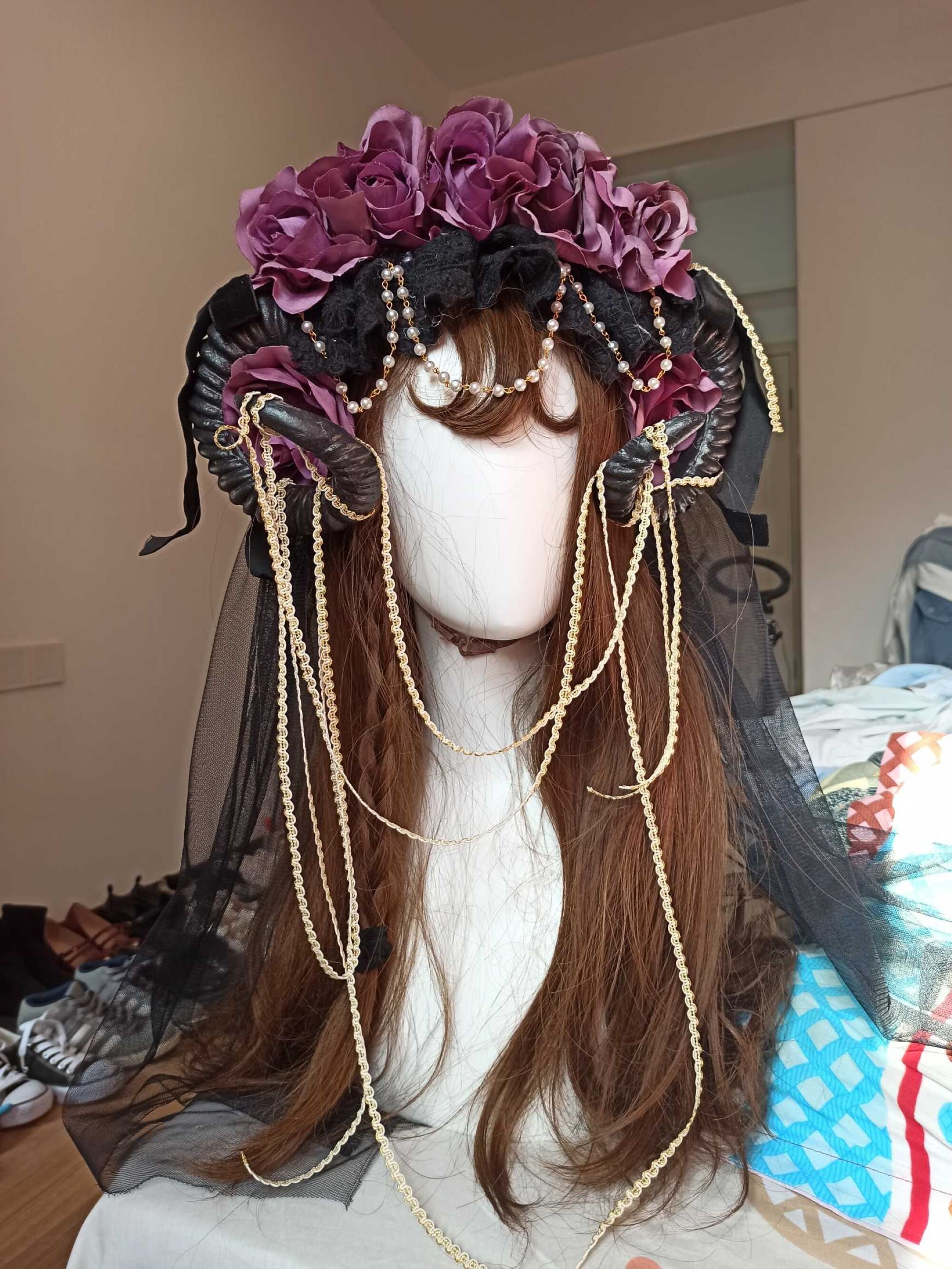 Ram Goat Horn Headband Purple Rose Goth Personalized Colors Etsy